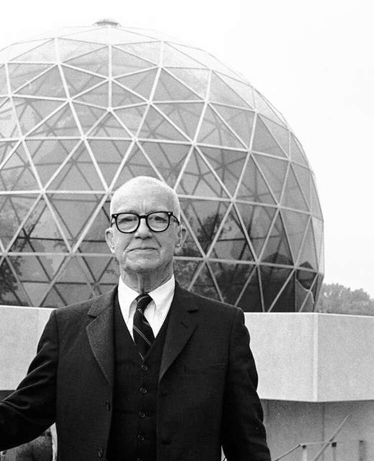Buckminster Fuller with geodesic dome